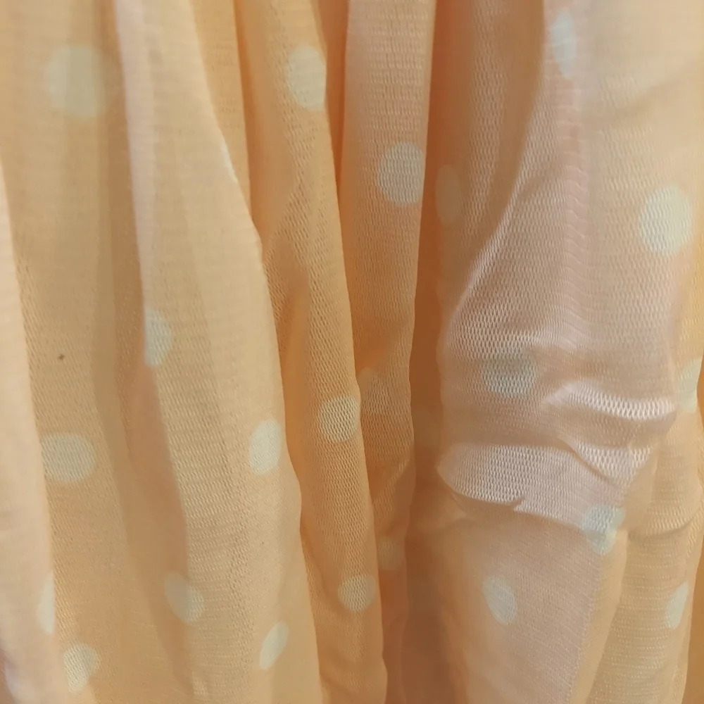 Knitworks Girls Size 10 Peach Polka Dot Dress with Lace Zip up Vest -2 piece set